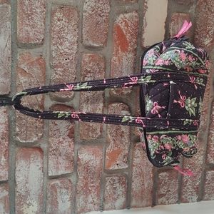 Vera Bradley pouch black, green, pink.